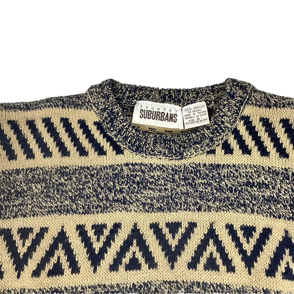 Vintage Country Suburbans Southwestern Geometric Knit Sweater Size S Granny 80s - Picture 4 of 8